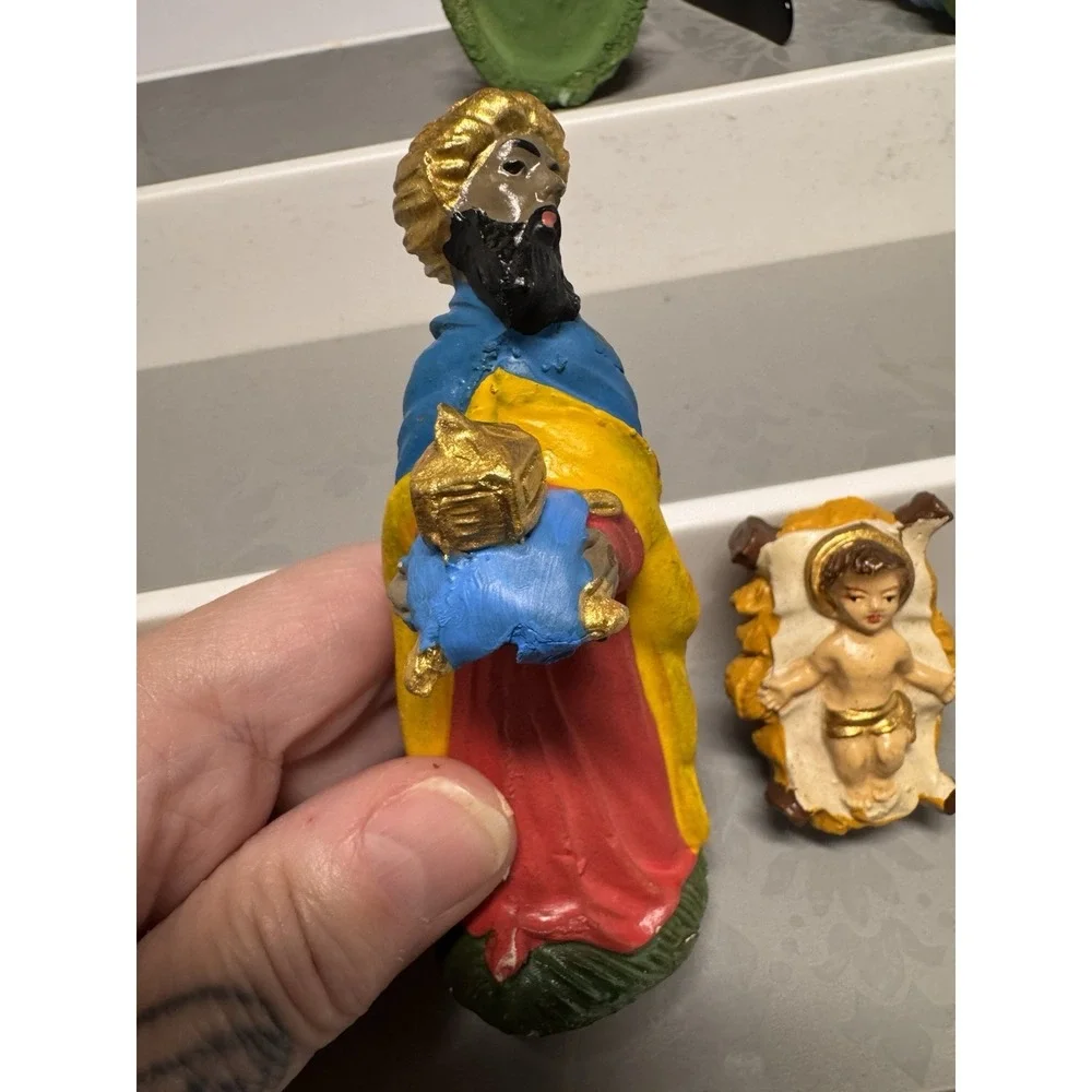 VTG‎ Nativity Italy 5 Pc Chalkware Replacements Christmas Decoration 1950s 4